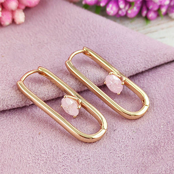 

Серьги Xuping розовые медицинское золото позолота 18К А/В 1-1414