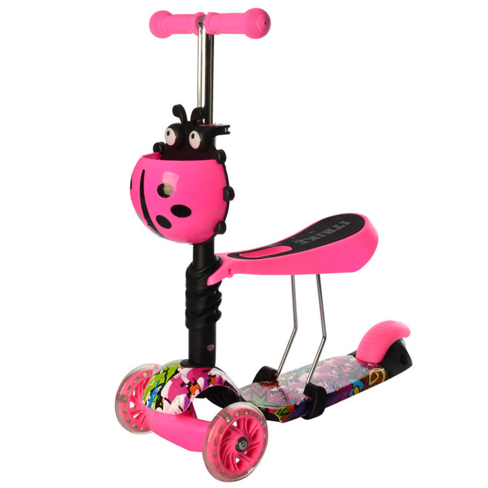 

Детский самокат iTrike JR 3-054-P MAXI с корзинкой, Vse-detyam, Розовый