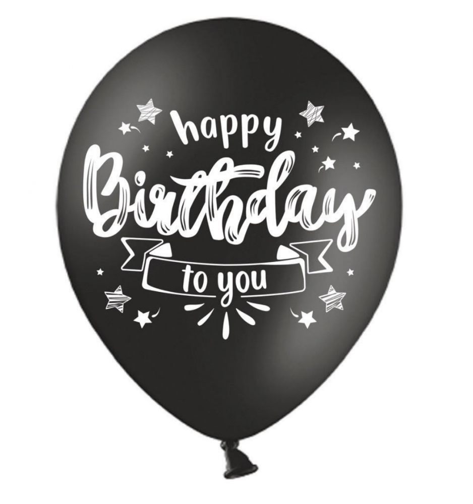 

Латексный шарик BELBAL 12"(30 см) Happy Birthday на черном, Разные цвета