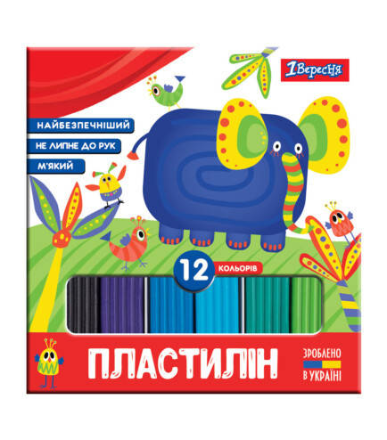 

Пластилин 12 цветов 1Вересня 240гр Zoo Land 540586