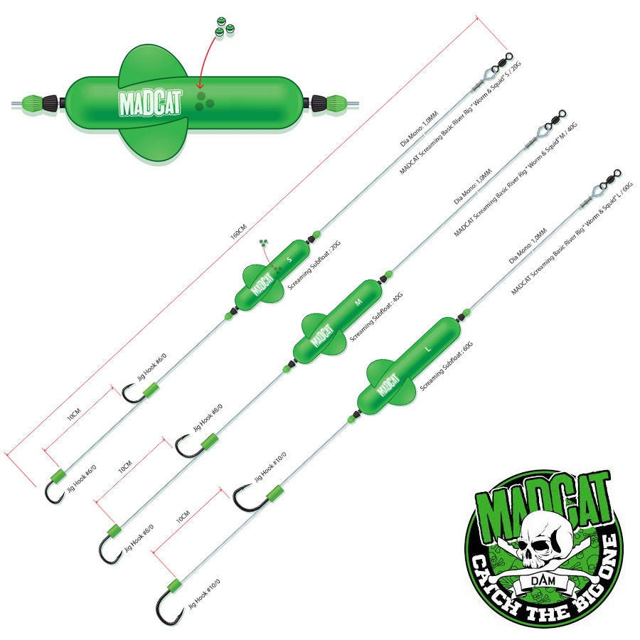 

Оснастка MADCAT® Screaming Basic River Rig "WORM & SQUID" M, 1,6м 60гр