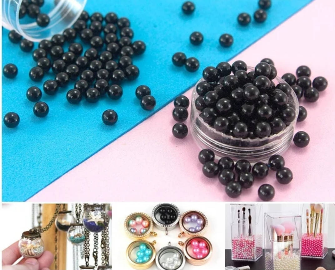 

Круглі намистини БЕЗ отвору Ø4мм пластик набор 100 шт, Черный