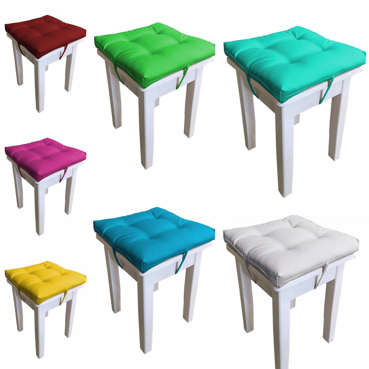 

Подушка на стул табурет Color 35x35x5 см с завязками Ментол