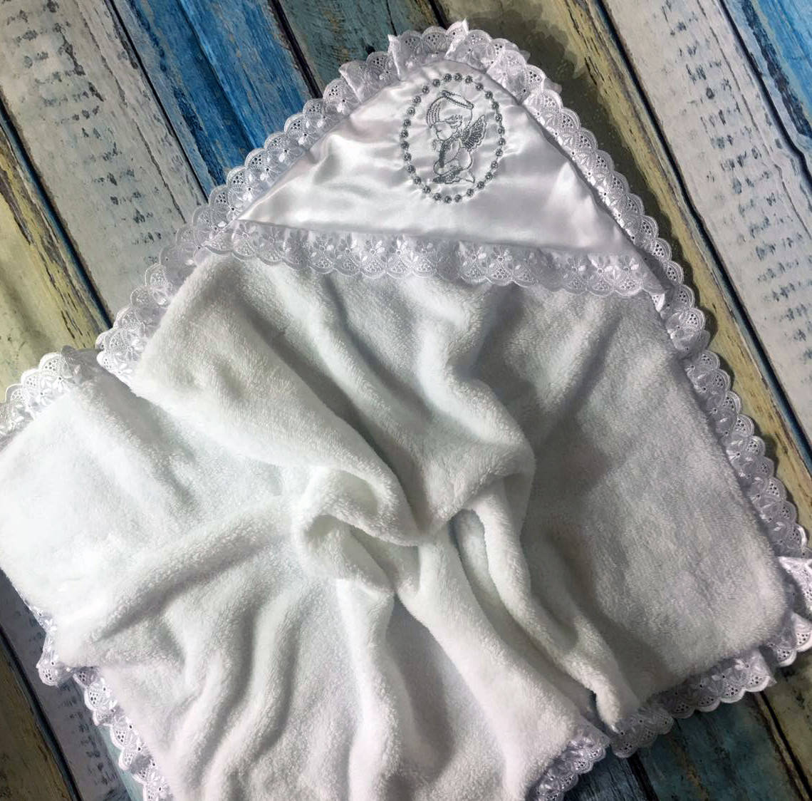 

Крыжма для крещения с вышивкой (Травка), Белый
