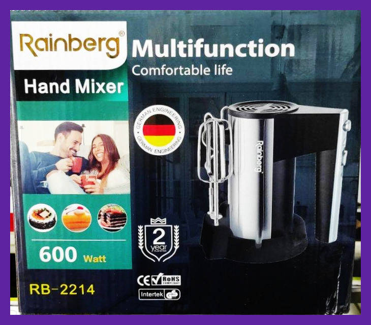 

Миксер ручной - 600W кухонный на 5 скоростей с подставкой RAINBERG RB-2214 Rainberg