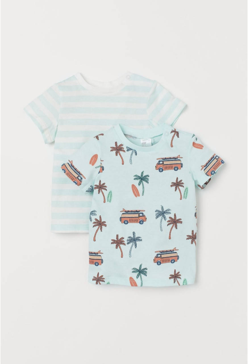 

Футболка для мальчика мятная Пальма H&M р.86, 92см.