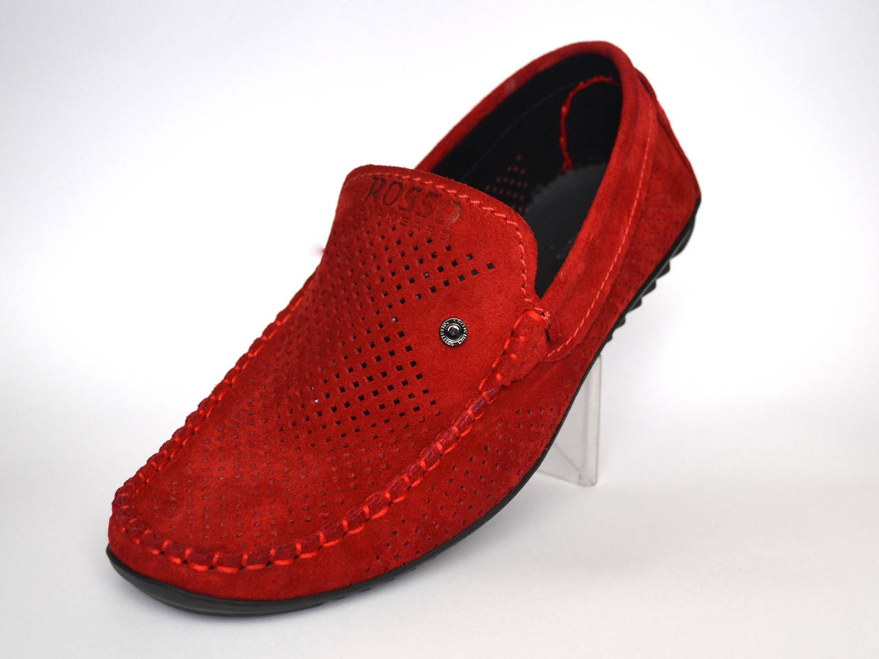 

Летние мужские мокасины замшевые с перфорацией красные Rosso Avangard Alberto Red Perf