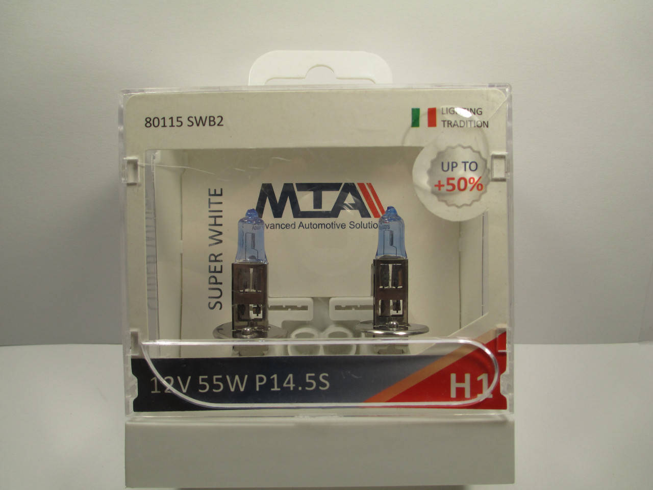 

Лампы галогенные MTA H1+50% белого цвета 12V 55W 80115 SWB2