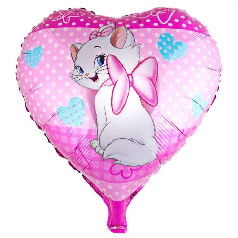

Фольгированный шар сердце "Кошка Мэри" 18" Китай, Розовый