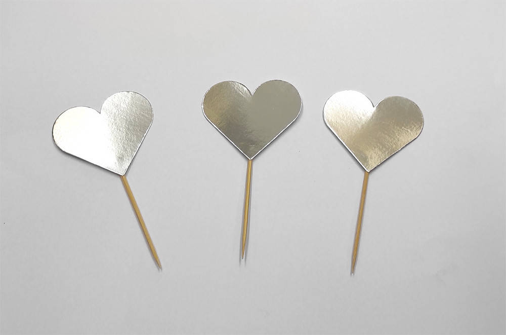 

Шпажки "сердечки" хром серебро 10 шт./уп.