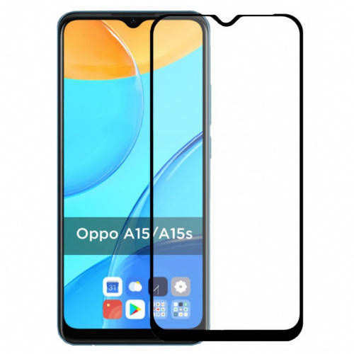 

Захисне скло Glass Full Glue для Oppo A15/A15S (Чорний), Черный