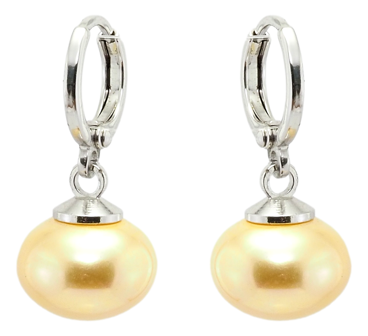 

Серьги Xuping Родий колечки "Подвески кремовый жемчуг" ø 12мм