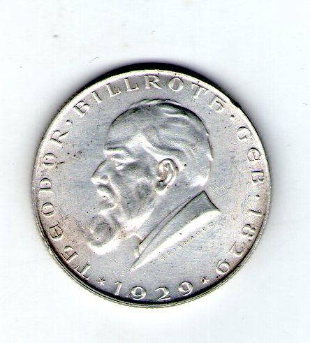 

Австрия 2 шиллинга 1929 г. " Теодор Бильрот " Серебро