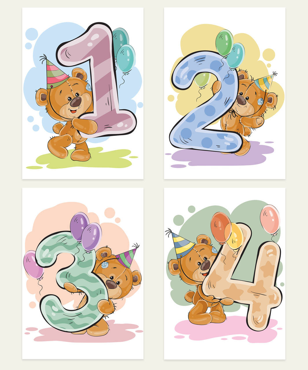 

Карточки для фото, фотокарточки, карточки первый год жизни Grotti "Мишка", 12шт 10х15см