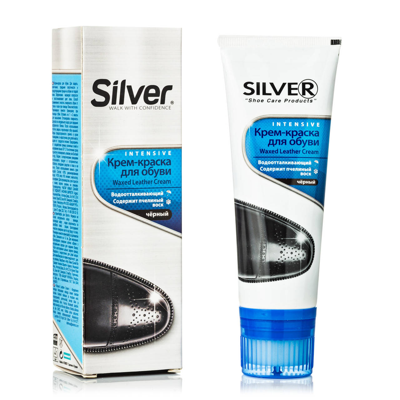 

Крем краска для обуви Silver Intensive "Waxed Leather Cream" (цвет черный) 75 ml