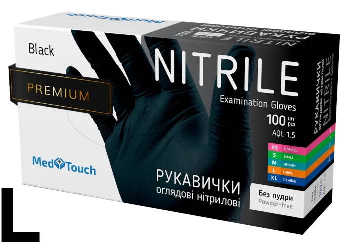 

Перчатки нитриловые черные  Medtouch (50 пар, Черный