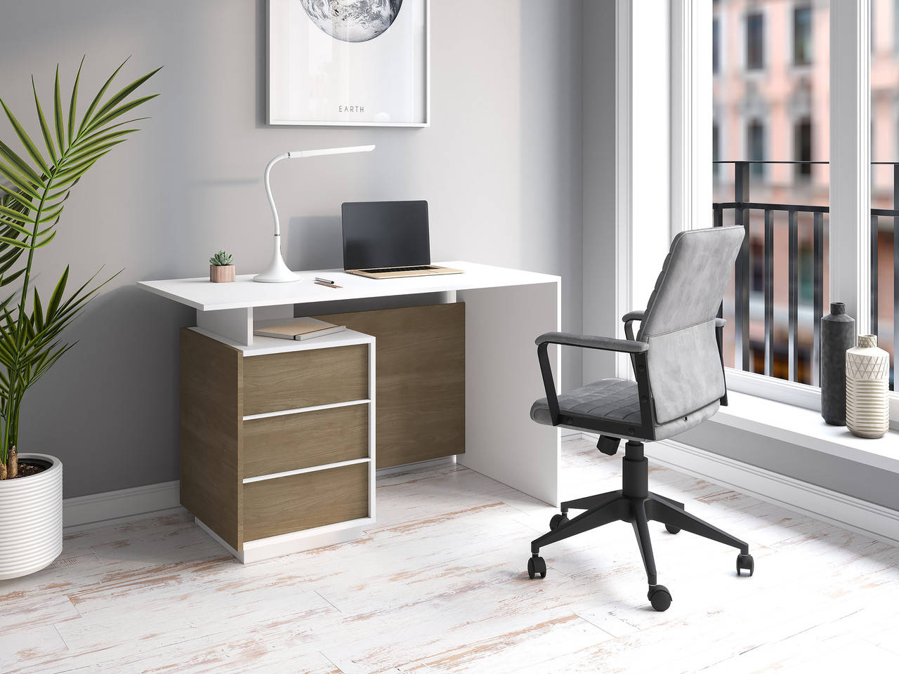 

Стол компьютерный "Yaris"1200х600х750 мм (Белый \ Дуб сонома )