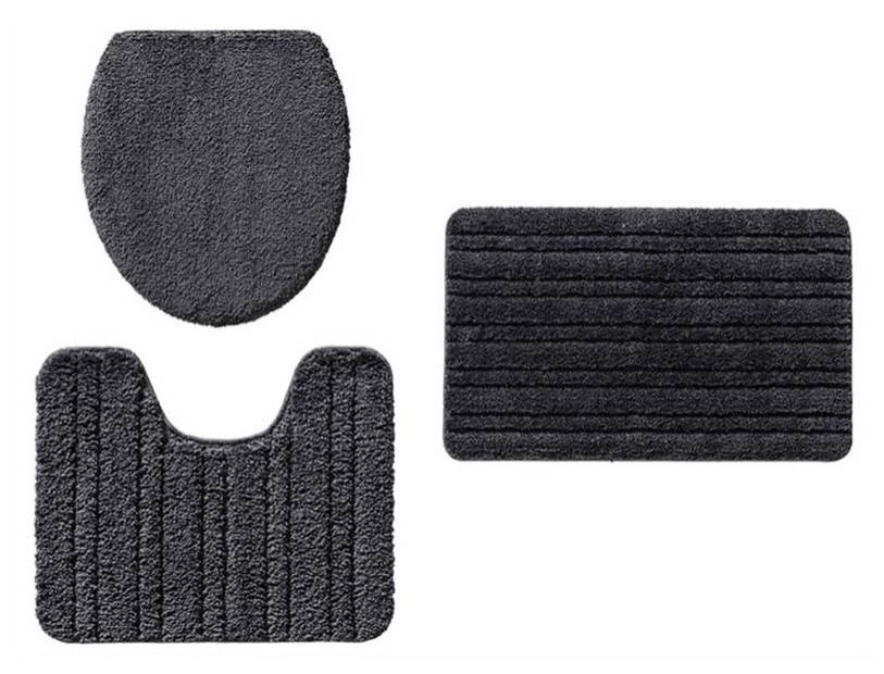 

Коврики для ванной и туалета Miomare, набор 3 шт. (50 х 80 см/50 х 40 см/47 х 51 см), Темно-серый