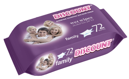 

Влажные салфетки Discount для детей с экстрактом ромашки для всей семьи, 72 шт.