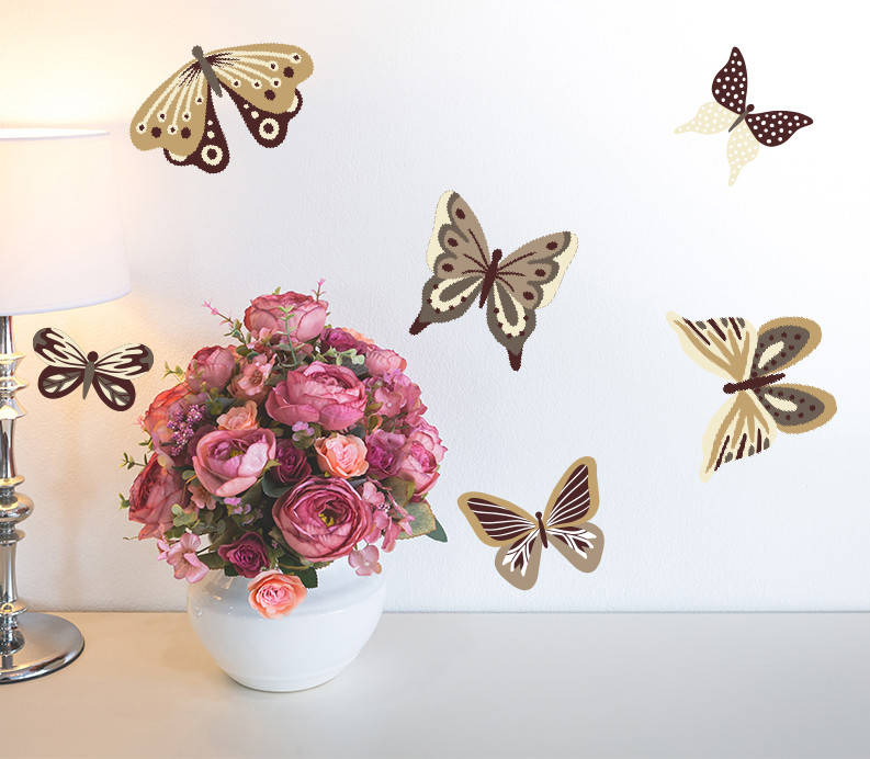 

Набор декоративных наклеек на стены Коричнево-бежевые бабочки 20 шт. матовые самоклеющиеся наклейки мотыльки, Бежевый