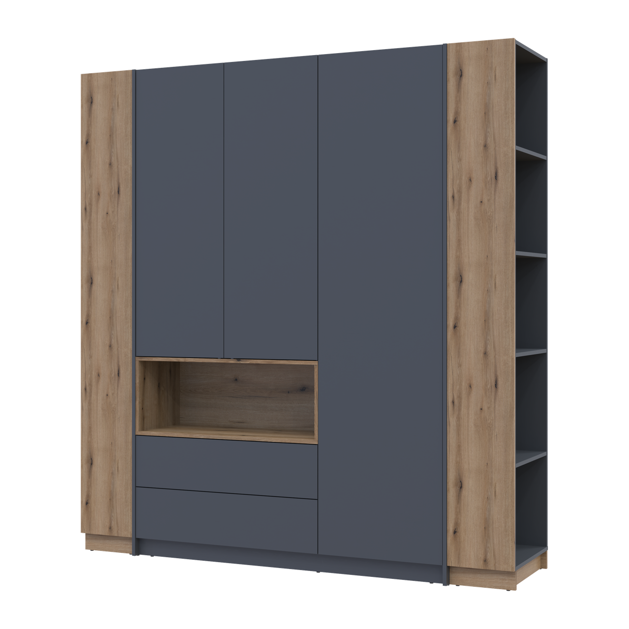 Шафа для одягу з нішею та етажеркою Doros Дейл Графіт/Дуб Евок 3 ДСП 178х52х220 (42005156) 8
