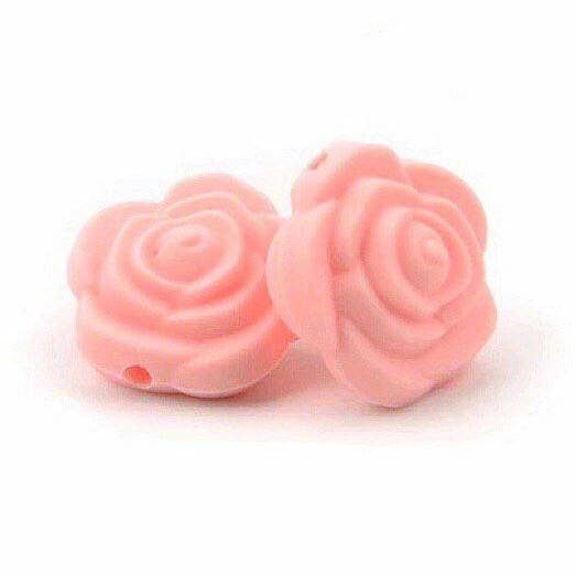 

Роза малая бусина силиконовая Розовый кварц