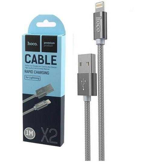 

Кабель USB-Lightning Hoco X2 Knitted (2А/1м) серый