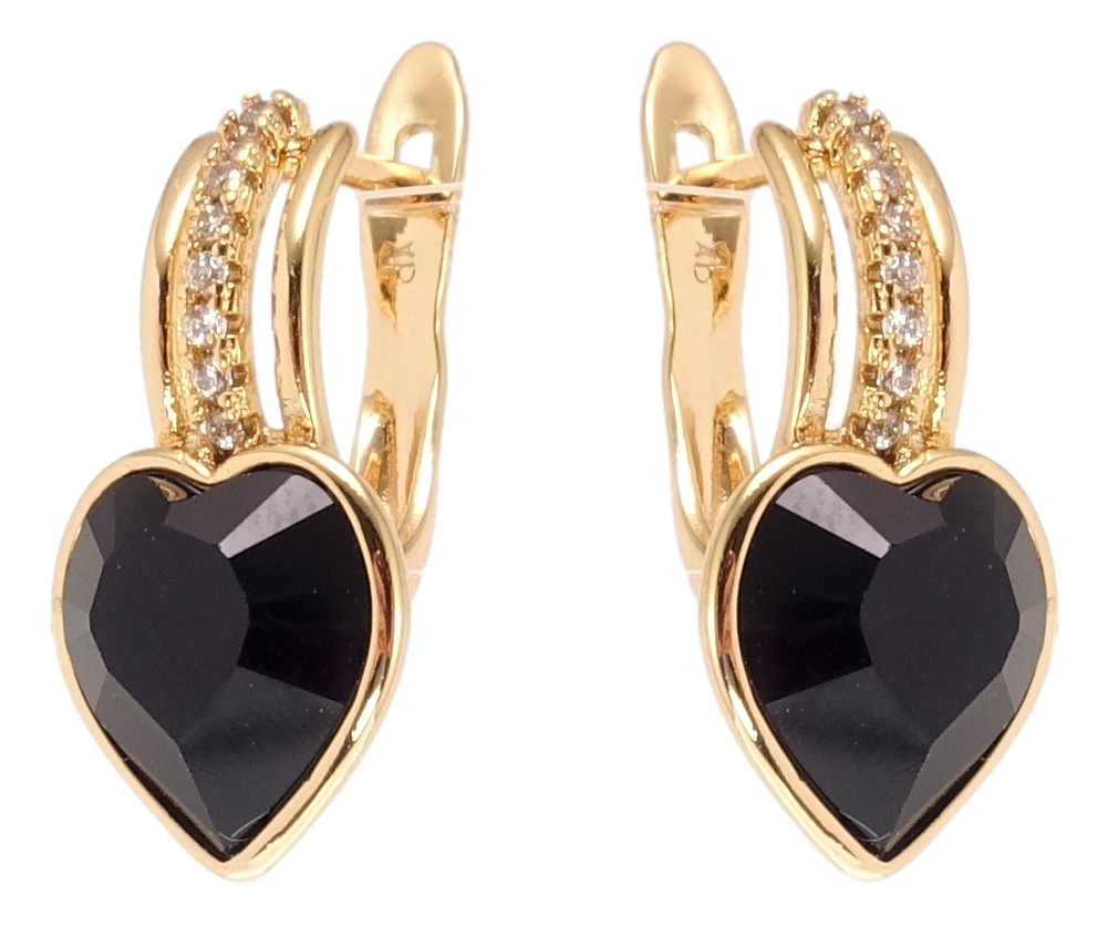 

Серьги ХР Позолота 18К с кр-ми Swarovski английский замок "Кристальные сердечки Jet"