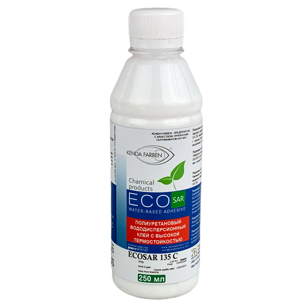 

Клей полиуретановый с термоактивацией на водной основе ECOSAR 135 J NC, Италия, 0,25л, Белый