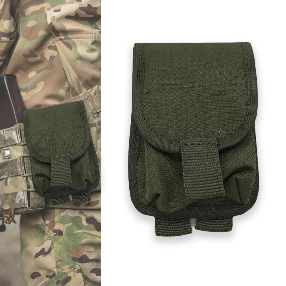 

Подсумок для гранат Ф1 и РГД с креплением Molle Олива / Подсумка для хранения гранат, Оливковый