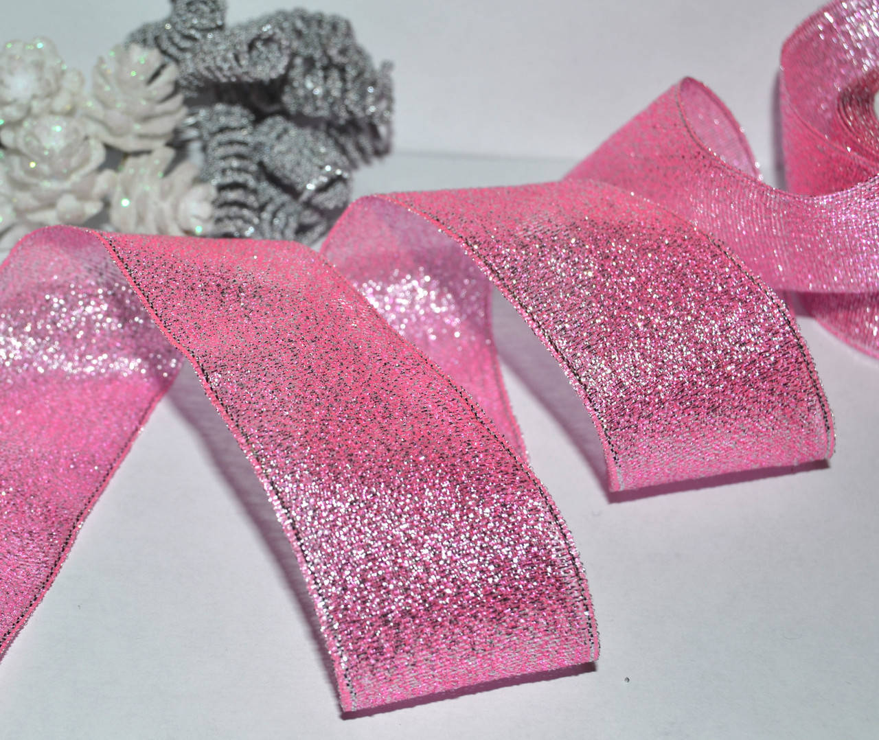 

Стрічка парча, 4,0см, колір- рожевий