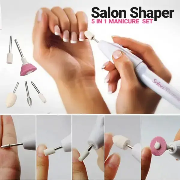 

Набор для маникюра и педикюра Salon Shaper электрический фрезер для ногтей + 5 насадок, Бежевый