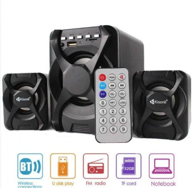 

Компьютерные колонки Kisonli U-2500 BT Desktop Speaker 2.1 USB с крутым мощным сабвуфером Black (D-2019091058)