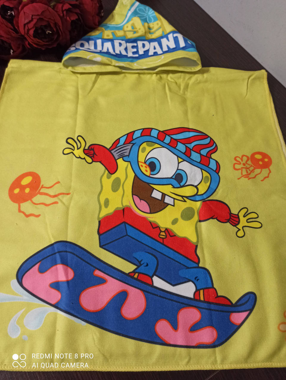 

Детское пляжное полотенце пончо махра-велюр 120*60 см.в развернутом виде з капюшоном