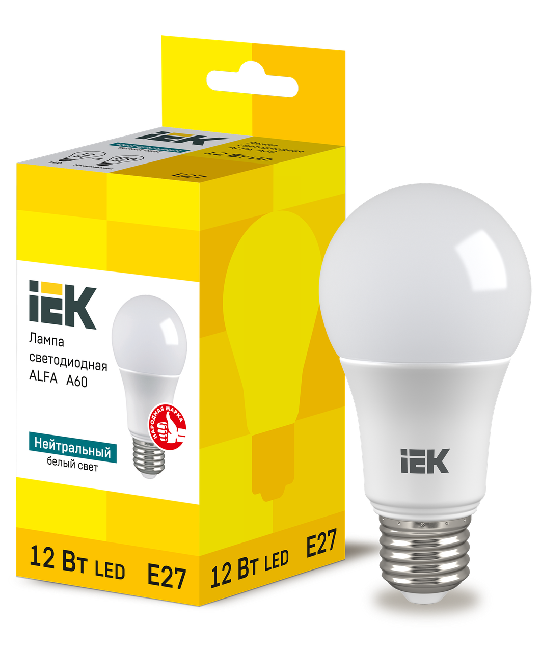 

Led лампа (светодиодная) А60*12Вт 230В 4000К Е27, иек [lla-a60-12-230-40-e27]
