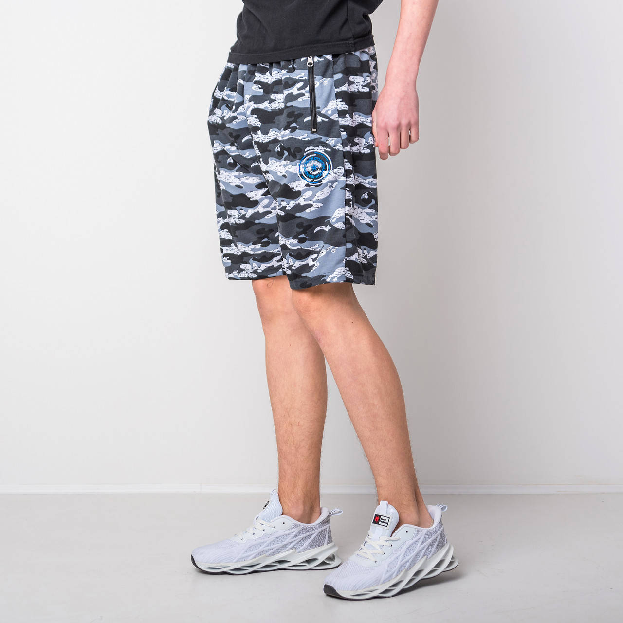 

Мужские трикотажные шорты, камуфляж серого цвета, Серый