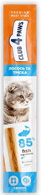 

Ласощі для дорослих котів Клуб 4 Лапи М'ЯСНА ПАЛИЧКА: ЛОСОСЬ ТА ТРІСКА, 5 гр