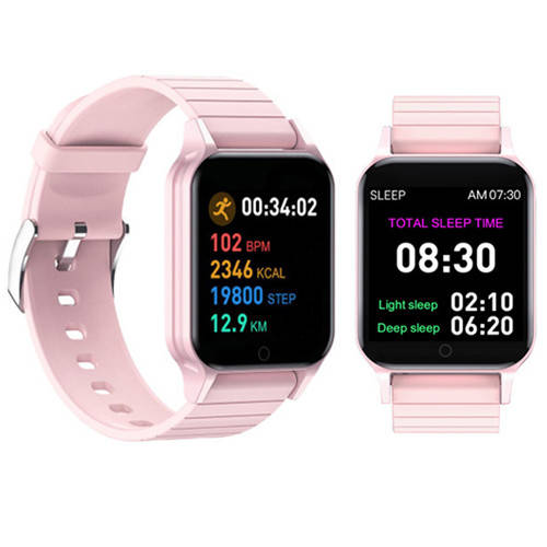 

Умные смарт вотч Фитнес браслет Smart Bracelet T96, фитнес трекер с показателем температуры тела розовый