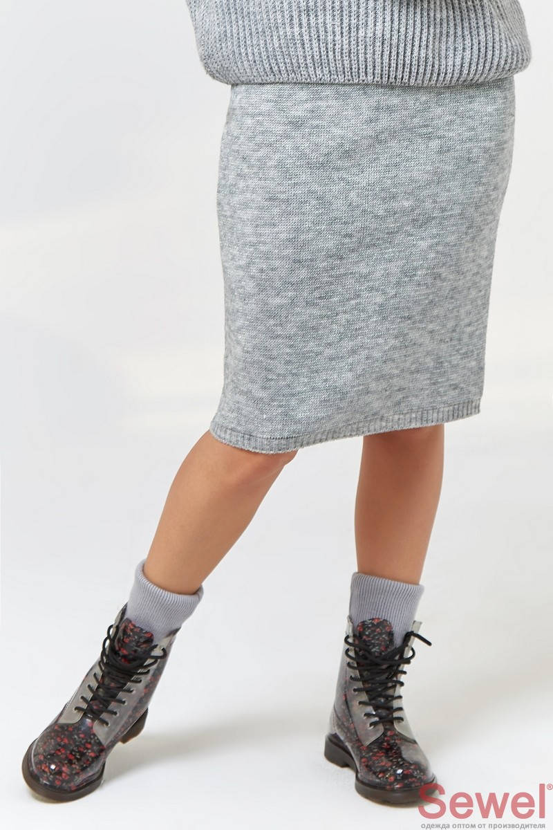 

Вязанная юбка с люрексом светло-серый меланж