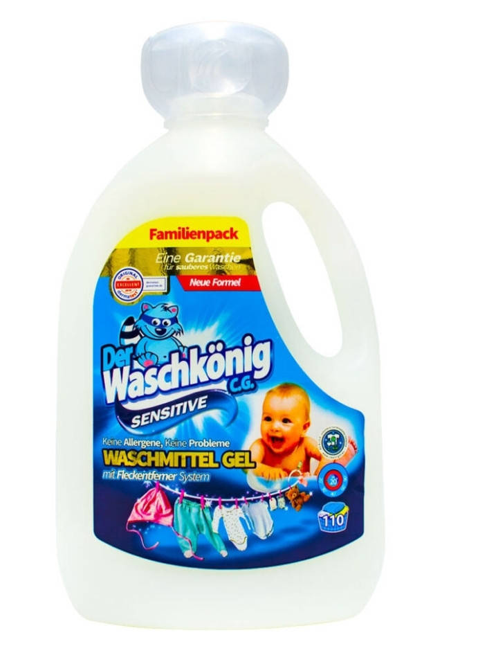 

Гель для стирки детского белья Der Waschkonig “Sensitive” (110 циклов), 3,3л