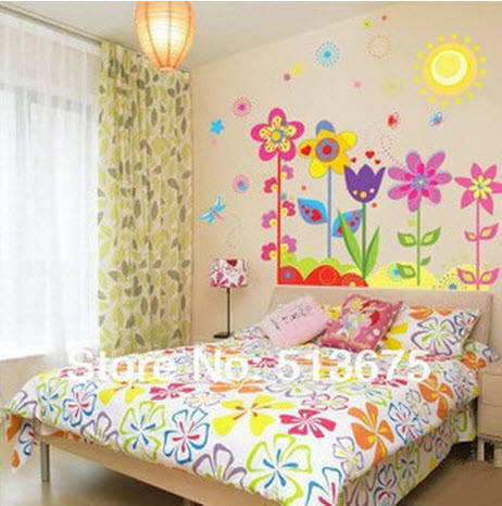 

Наклейка на стену, виниловые наклейки, наклейка цветок, наклейки на шкаф "Полевые цветы" 90*80см (лист50*70см)