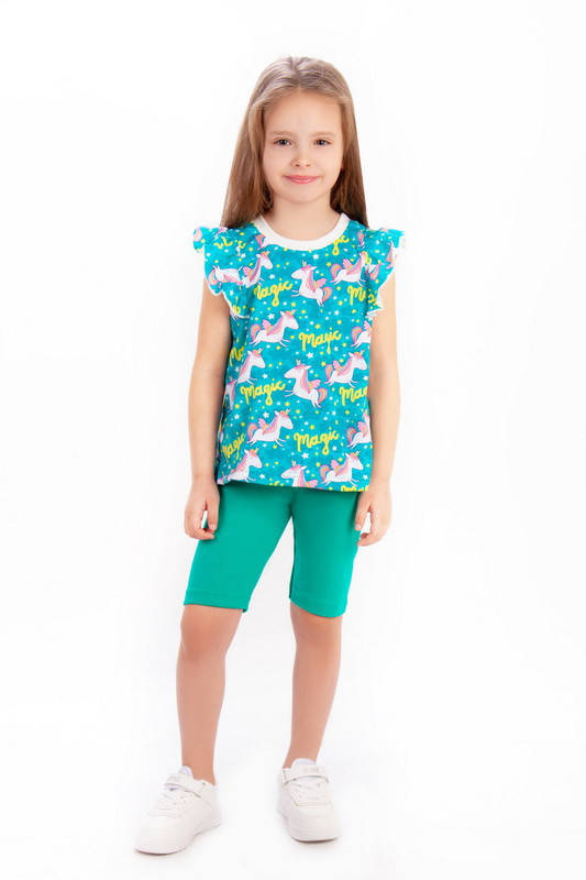 

Летний комплект для девочек / Футболка с велосипедками, Разные цвета