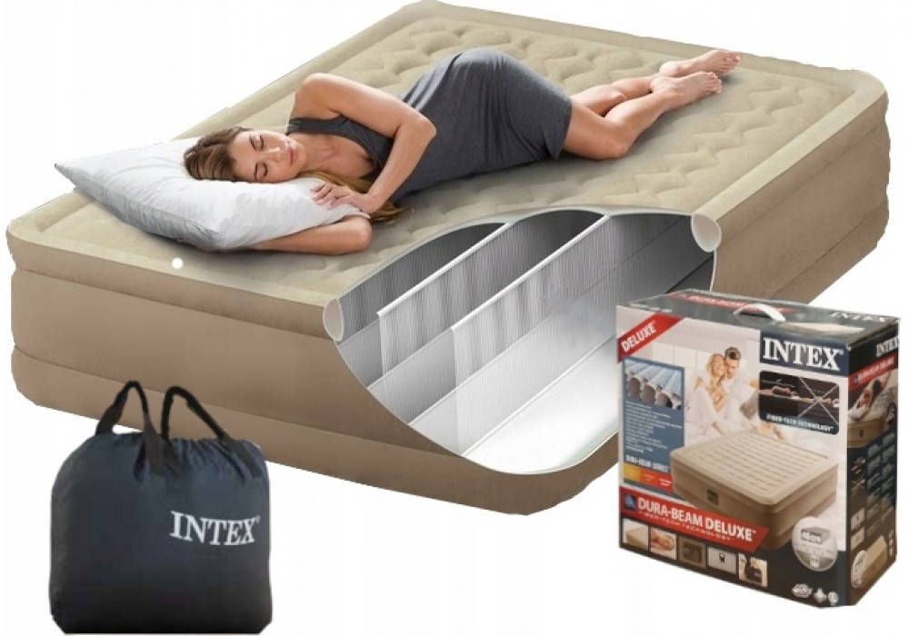 

Надувная кровать двухспальная с встроенным насосом 203*152*46 см Intex 64428, Бежевый