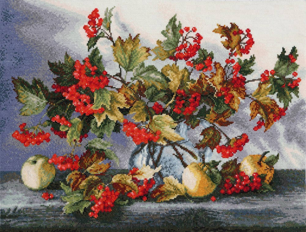 

Набор для вышивания нитками крестом " Калиновый натюрморт " AIDA мулине ДМС Pony 47x36 см