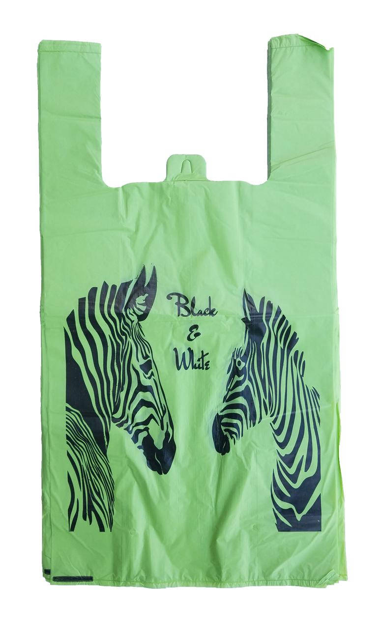 

Пакет майка 30*55 см с рисунком "Зебра" (100 шт/уп) "Vivat", Разные цвета