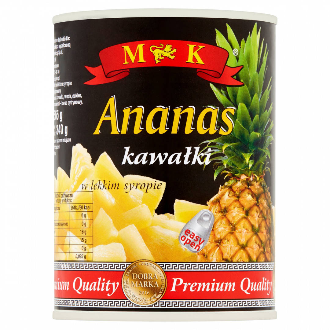 

Ананас кусочками в сиропе M&K 565г Польша