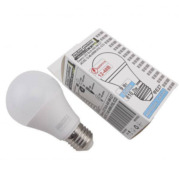

Лампа светодиодная LED Bulb-A60-9W-E27-(AC/DC 12-48V)-6400K-810L ICCD TNSy