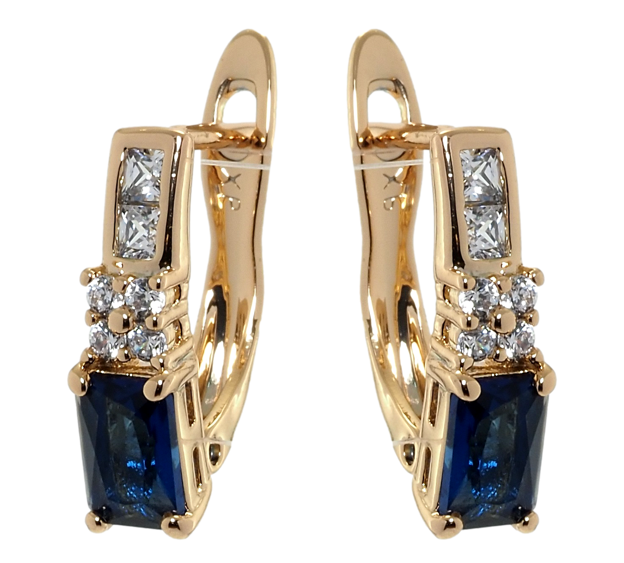 

Серьги Xuping Позолота 18K английский замок "Синие фианиты с цирконием"
