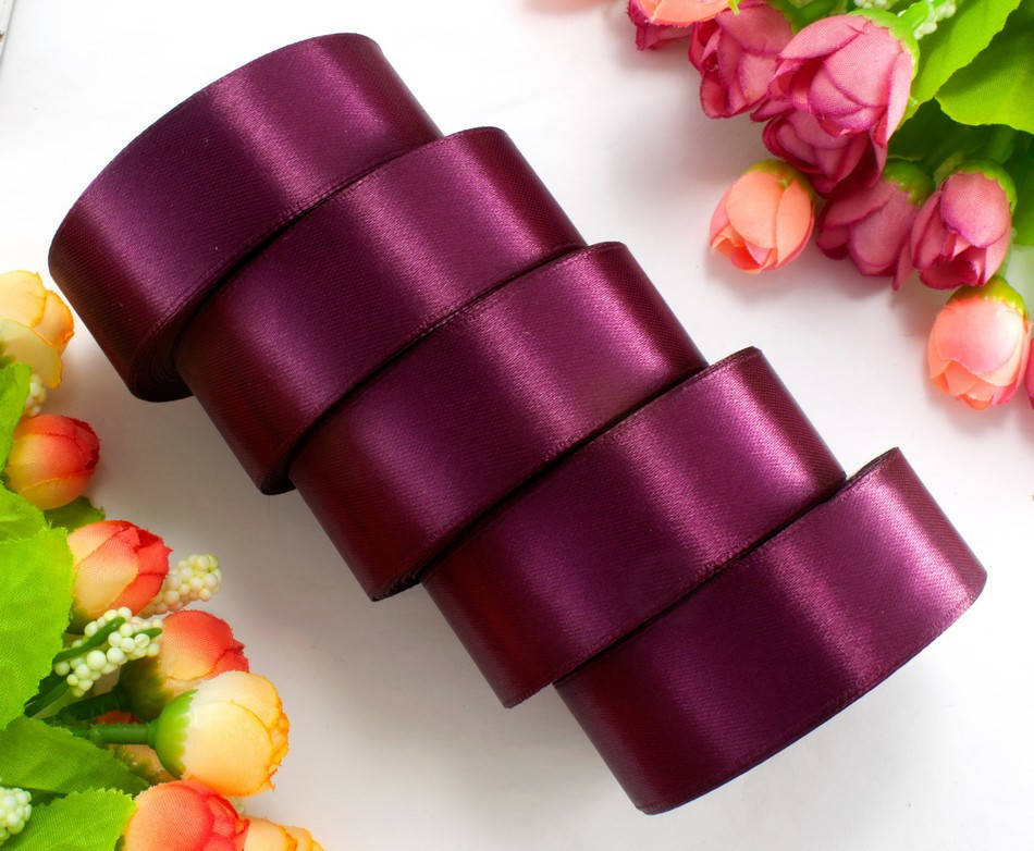 

(5 рулонов) Лента атласная 2,5см ширина (25 ярдов) LiaM Цена за блок Цвет - Марсала (сп5нг-0833)