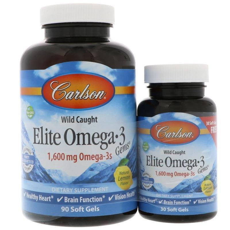 

Омега Carlson Labs Elite Omega-3 1600 мг 90+30 капсул